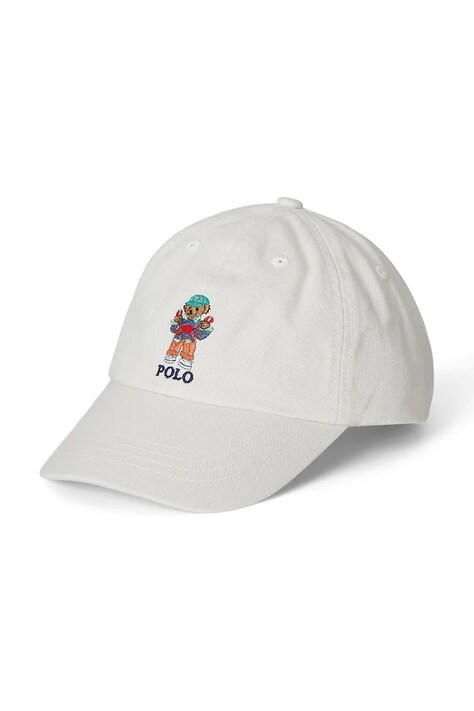 Dětská bavlněná kšiltovka Polo Ralph Lauren bílá barva, s aplikací, 322963969001