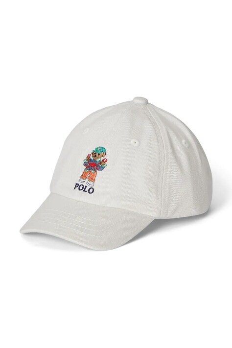 Детская хлопковая кепка Polo Ralph Lauren цвет белый с аппликацией 320963969001