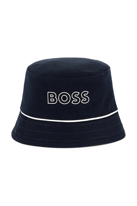 BOSS pălărie reversibilă din bumbac pentru copii culoarea albastru marin, bumbac, J52239