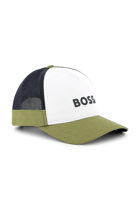 BOSS gyerek pamut baseball sapka zöld, nyomott mintás, J51687