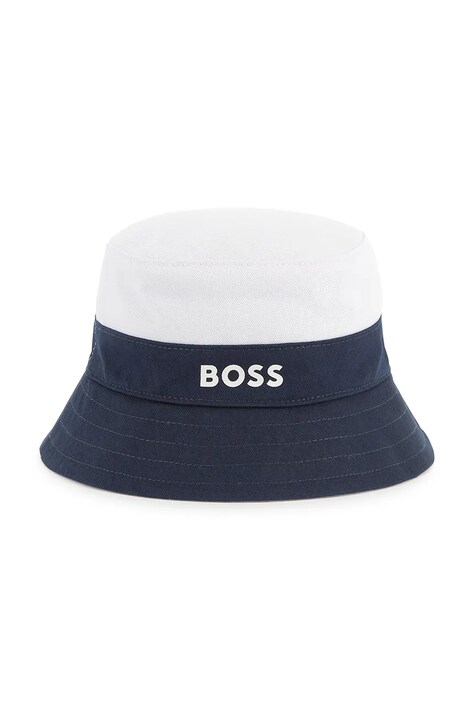 BOSS pălărie reversibilă din bumbac pentru copii culoarea albastru marin, bumbac, J51698