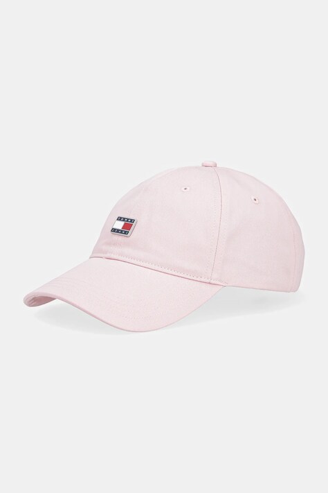 Bavlněná baseballová čepice Tommy Jeans modrá barva, s aplikací, AW0AW16986
