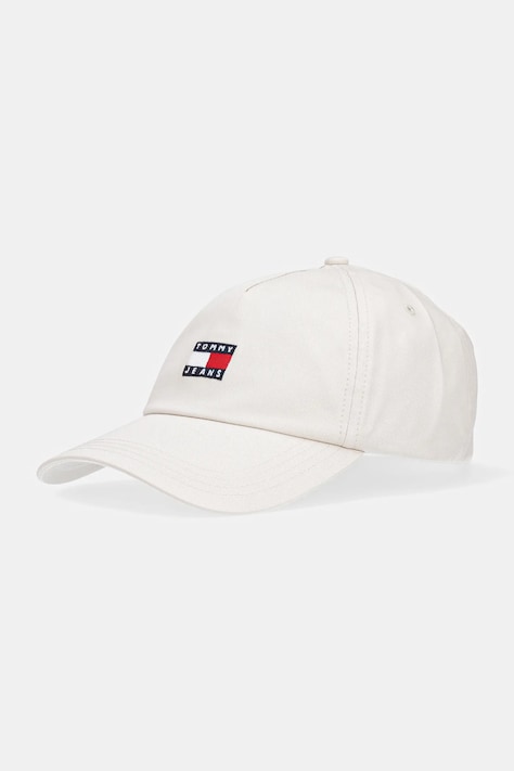 Bavlnená šiltovka Tommy Jeans béžová farba, s nášivkou, AW0AW16991