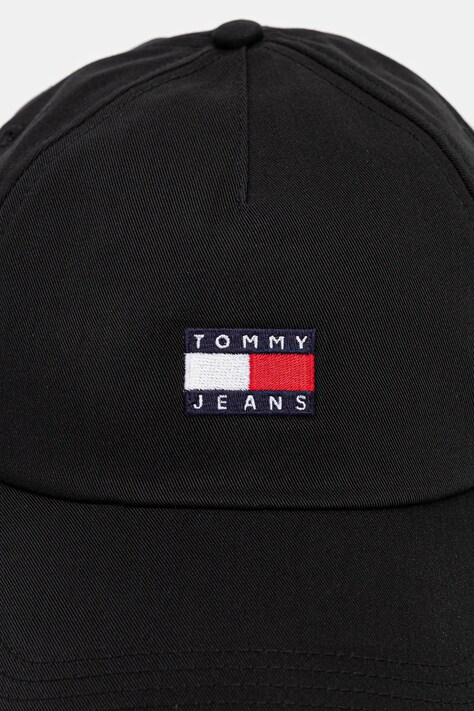Tommy Jeans czapka z daszkiem bawełniana kolor czarny z aplikacją AW0AW16991