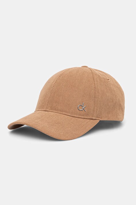 Calvin Klein șapcă de baseball din catifea culoarea bej, neted, K60K612894