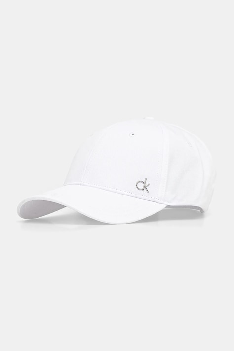 Bavlněná baseballová čepice Calvin Klein bílá barva, s aplikací, K60K613102