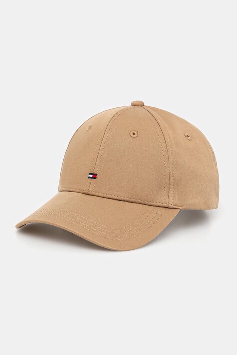 Бавовняна бейсболка Tommy Hilfiger колір бежевий однотонна AW0AW16844