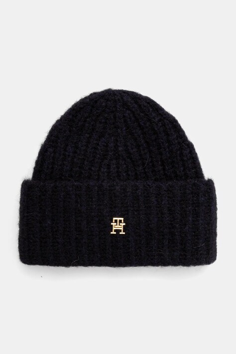 Tommy Hilfiger caciula din amestec de lana culoarea albastru marin, din tricot gros, AW0AW16849