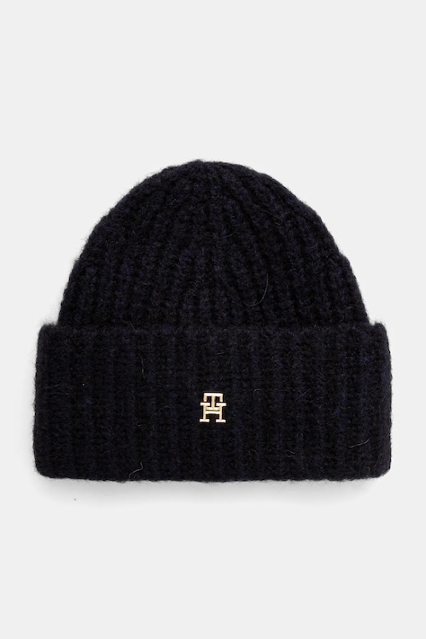 Tommy Hilfiger caciula din amestec de lana culoarea albastru marin, din tricot gros, AW0AW16849