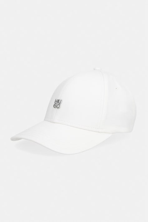 HUGO czapka z daszkiem bawełniana Ally-ME kolor biały gładka 50533427