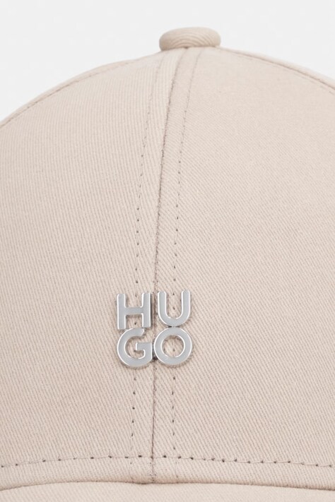 HUGO czapka z daszkiem bawełniana Ally-ME kolor beżowy gładka 50533427