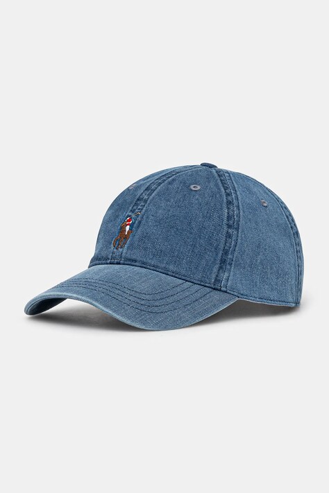Bavlněná baseballová čepice Polo Ralph Lauren modrá barva, s aplikací, 211967367