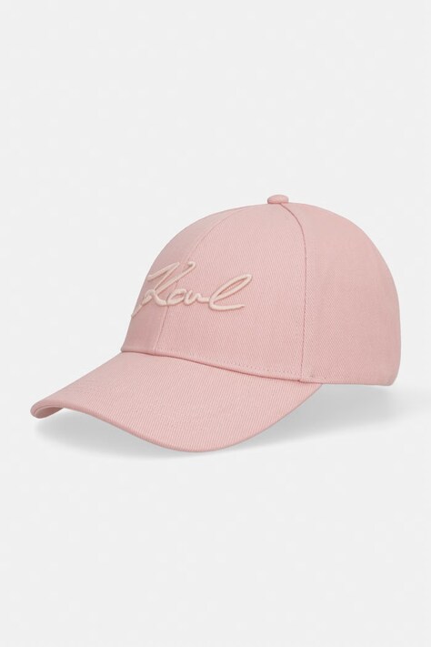 Karl Lagerfeld kšiltovka dámská bavlněná K/SIGNATURE růžová A1W33069