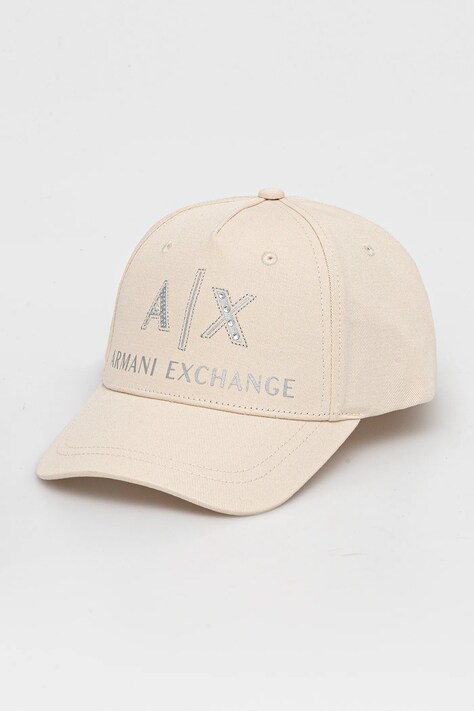 Хлопковая кепка Armani Exchange цвет бежевый с аппликацией XW000873 AF13334