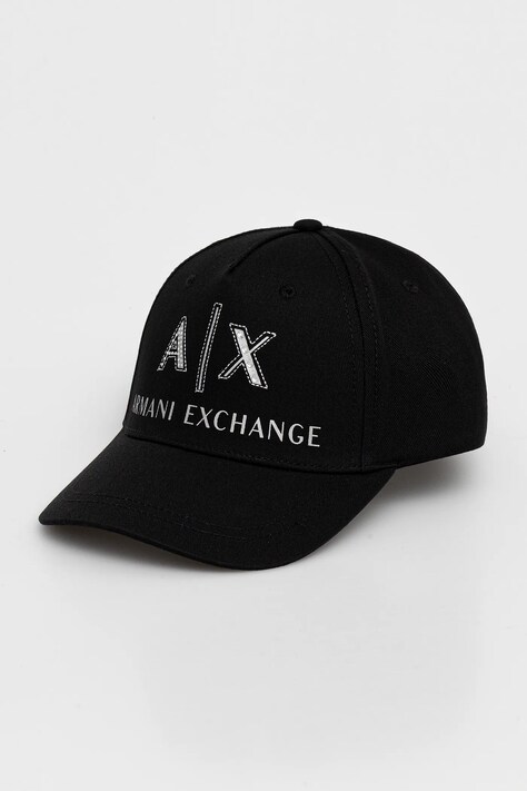 Хлопковая кепка Armani Exchange цвет чёрный с аппликацией XW000873 AF13334
