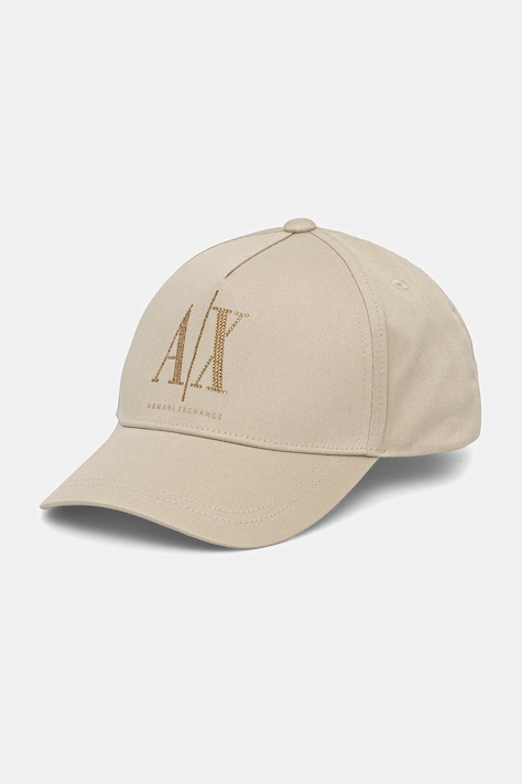 Bavlnená šiltovka Armani Exchange béžová farba, s nášivkou, XW000957 AF13846