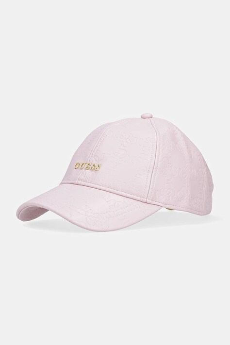 Guess czapka z daszkiem EMBOSSED kolor różowy z aplikacją V5RZ00 WH8D0