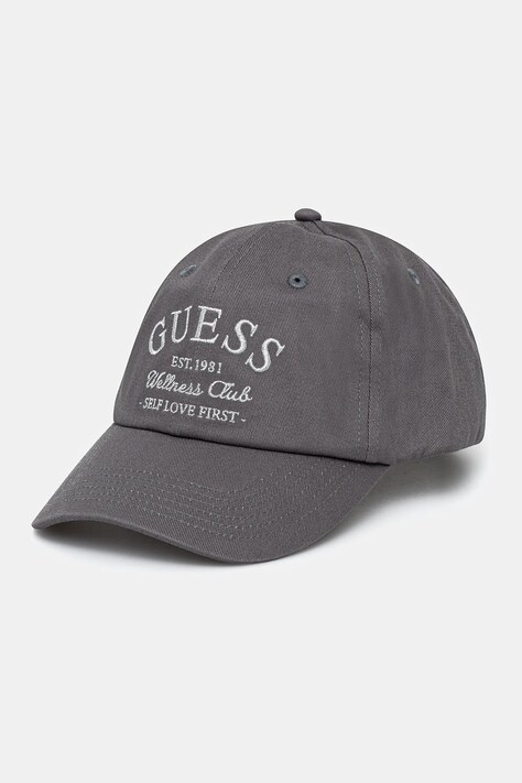Guess czapka z daszkiem bawełniana LUREX kolor szary z aplikacją V5RZ03 WFKN0