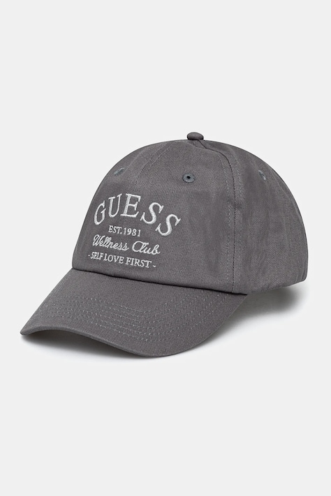 Памучна шапка с козирка Guess LUREX в сиво с апликация V5RZ03 WFKN0