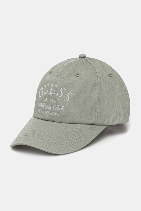 Хлопковая кепка Guess LUREX цвет зелёный с аппликацией V5RZ03 WFKN0
