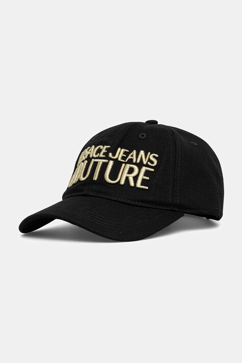 Bavlněná baseballová čepice Versace Jeans Couture černá barva, s aplikací, 78HAZK32 ZG365