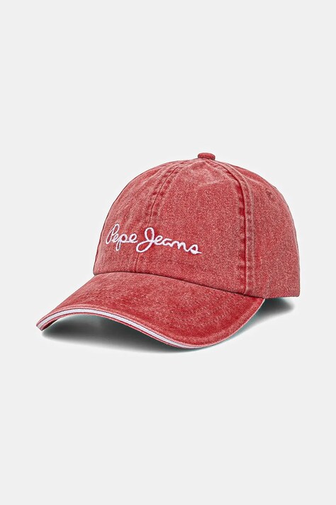 Бавовняна бейсболка Pepe Jeans WEI CAP колір рожевий з аплікацією PL040364