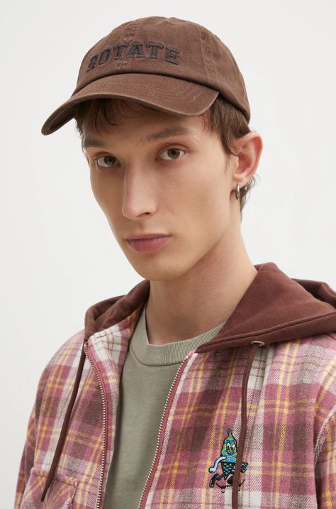 Rotate cotton baseball cap brown color smooth 113432578