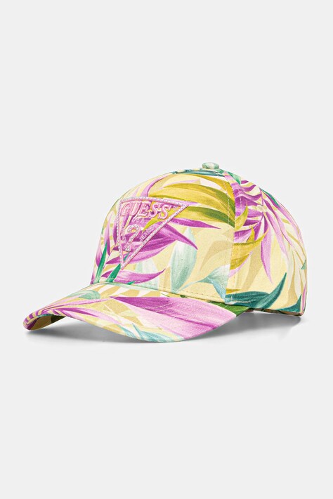 Guess șapcă de baseball din bumbac INES culoarea bej, cu imprimeu, W5GZ16 WEGD0
