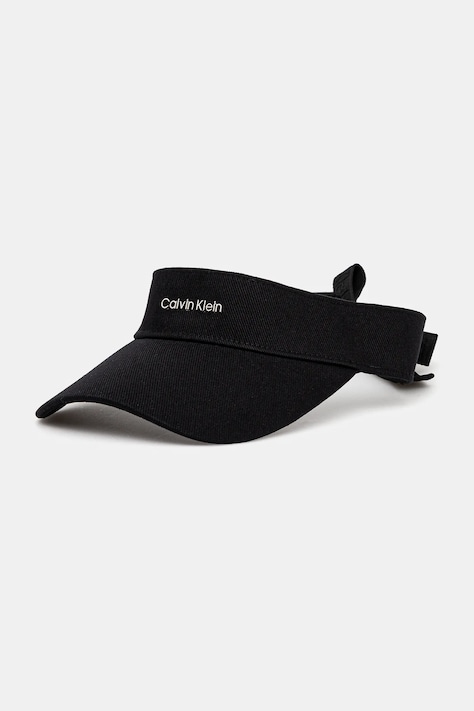 Памучна козирка Calvin Klein в черно с изчистен дизайн K60K613144