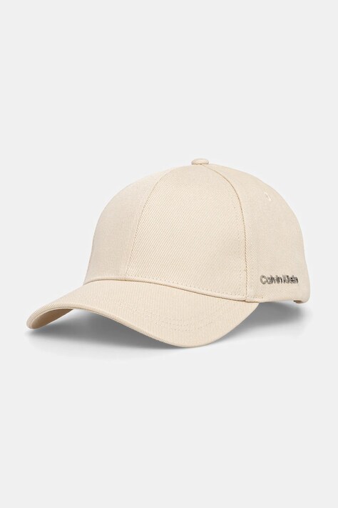 Calvin Klein șapcă de baseball din bumbac culoarea bej, neted, K60K612910