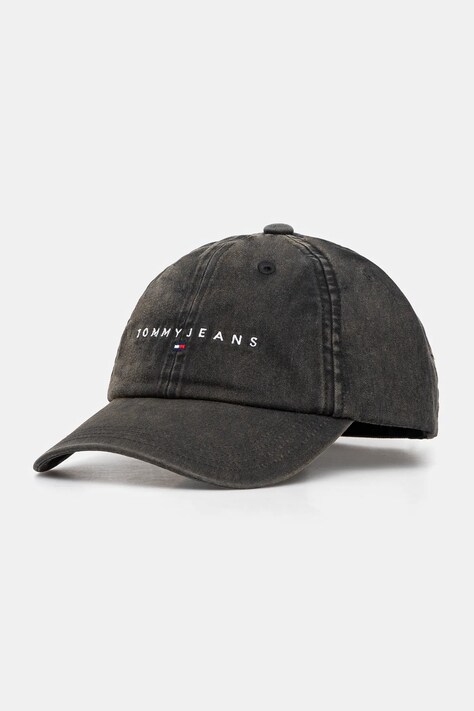 Tommy Jeans pamut baseball sapka fekete, nyomott mintás, AW0AW17308