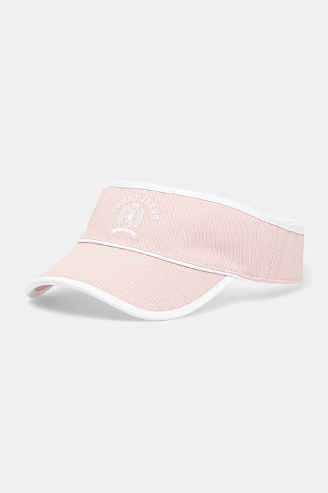 Bavlnený šilt Tommy Jeans ružová farba, s nášivkou, AW0AW17316