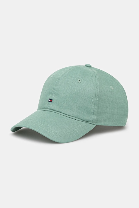 Tommy Hilfiger berretta con visiera in lino colore verde AW0AW17130