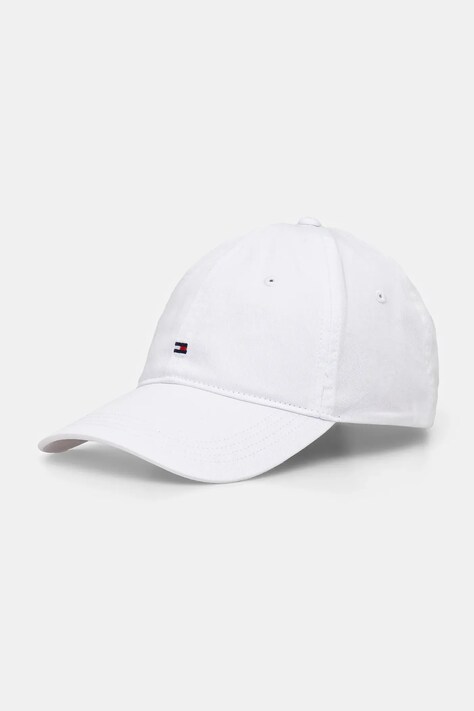 Хлопковая кепка Tommy Hilfiger цвет белый однотонная AW0AW17131