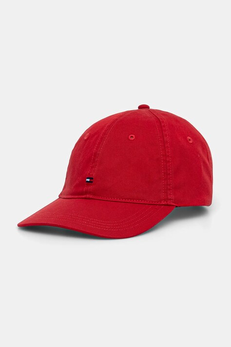 Хлопковая кепка Tommy Hilfiger цвет красный однотонная AW0AW17131