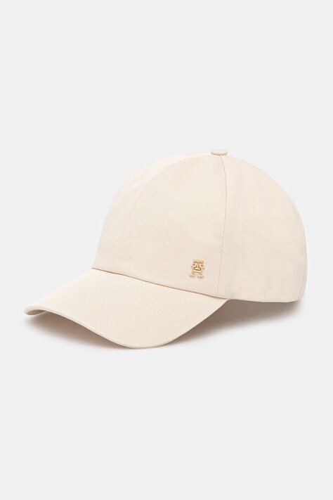 Хлопковая кепка Tommy Hilfiger цвет бежевый однотонная AW0AW17138