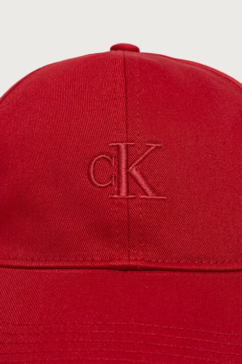 Calvin Klein Czapka z daszkiem damska bawełniana bordowa LV04K5024G