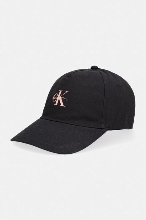 Calvin Klein Jeans czapka bejsbolówka damska bawełniana beżowa LV04K5027G