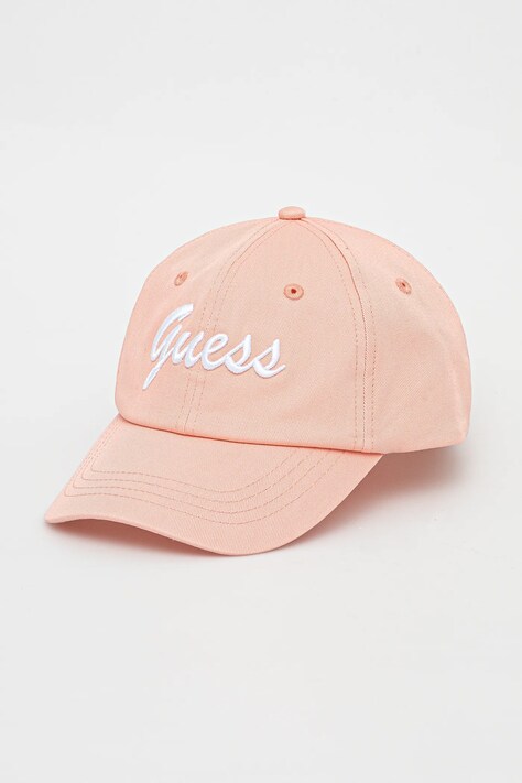 Guess șapcă de baseball din bumbac femei, culoarea portocaliu, cu imprimeu, V5GZ00 WFKN0