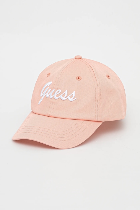 Памучна шапка с козирка Guess в оранжево с апликация V5GZ00 WFKN0