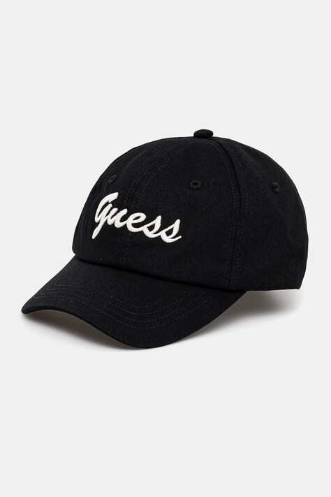 Guess șapcă de baseball din bumbac femei, culoarea negru, cu imprimeu, V5GZ00 WFKN0