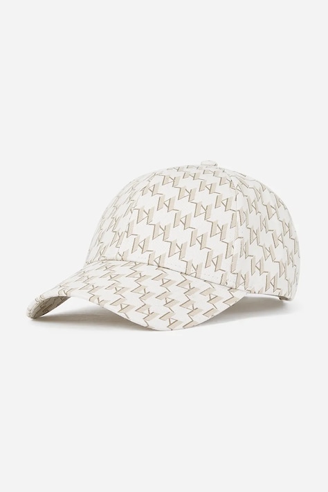 Karl Lagerfeld șapcă de baseball din bumbac culoarea bej, cu imprimeu, A2W33016