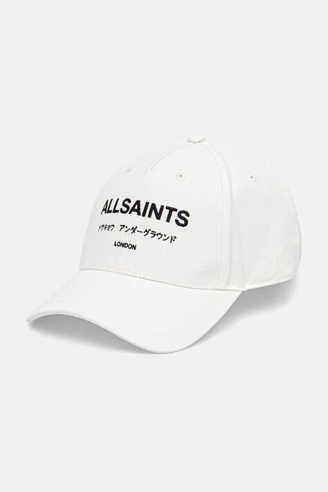 Хлопковая кепка AllSaints цвет белый с аппликацией 29AS101819