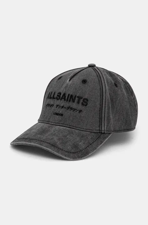 AllSaints șapcă de baseball din bumbac culoarea gri, cu imprimeu, 29AS101820