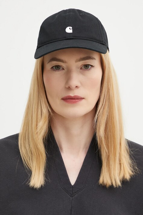Хлопковая кепка Carhartt WIP Madison Logo Cap цвет чёрный с аппликацией I034606