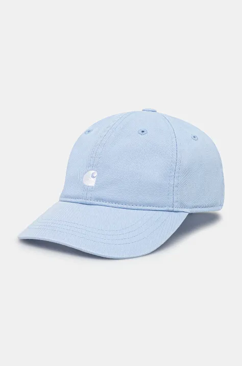 Carhartt WIP cotton baseball cap Madison Logo Cap blue color with an application I034606