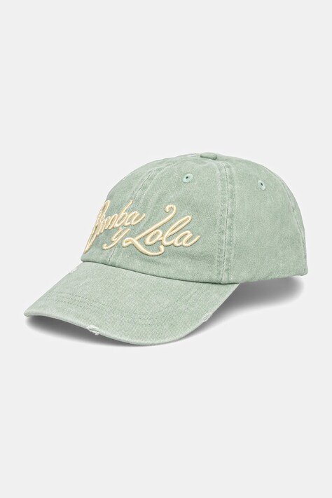Bimba Y Lola șapcă de baseball din bumbac femei, culoarea verde, cu imprimeu, 251BAGO20.10500