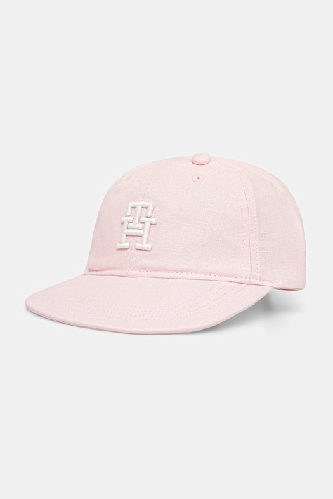 Detská bavlnená šiltovka Tommy Hilfiger ružová farba, jednofarebná, AU0AU01954