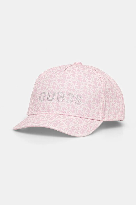 Guess șapcă din bumbac pentru copii culoarea roz, cu imprimeu, J5RZ38 WO080