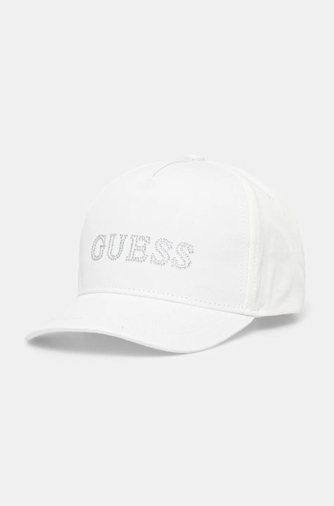 Pamučna kapa sa šiltom za bebe Guess boja: bijela, s aplikacijom, J5RZ40 WO08O